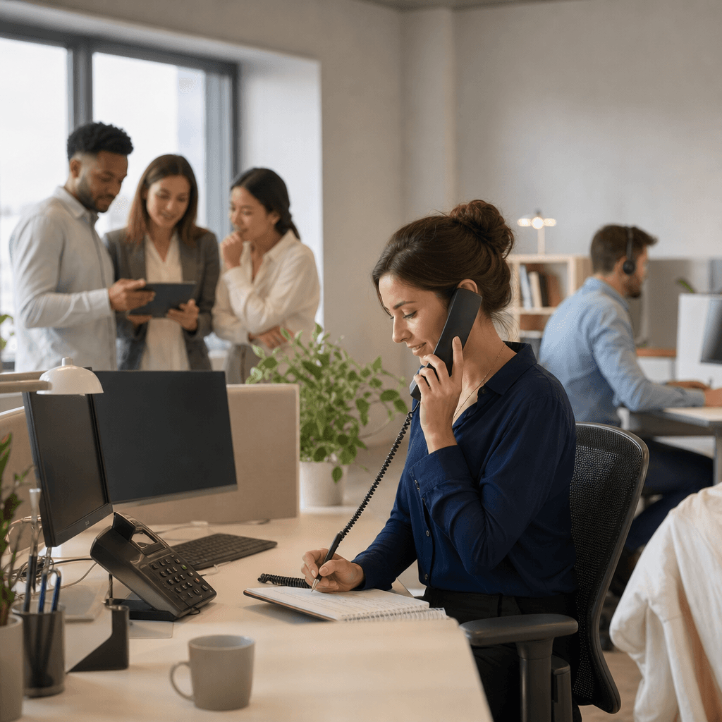Illustration for article: AI Receptionist for Small Business: Tasks to Automate First